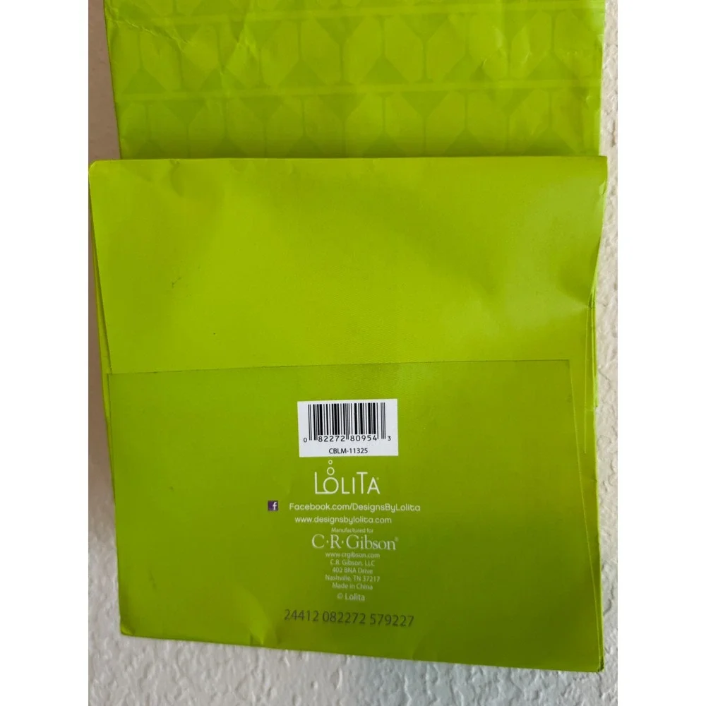 Lolita 10th Anniversary Wine‎ Bottle Gift Bag Pink Green Polka Dot Martini Glass